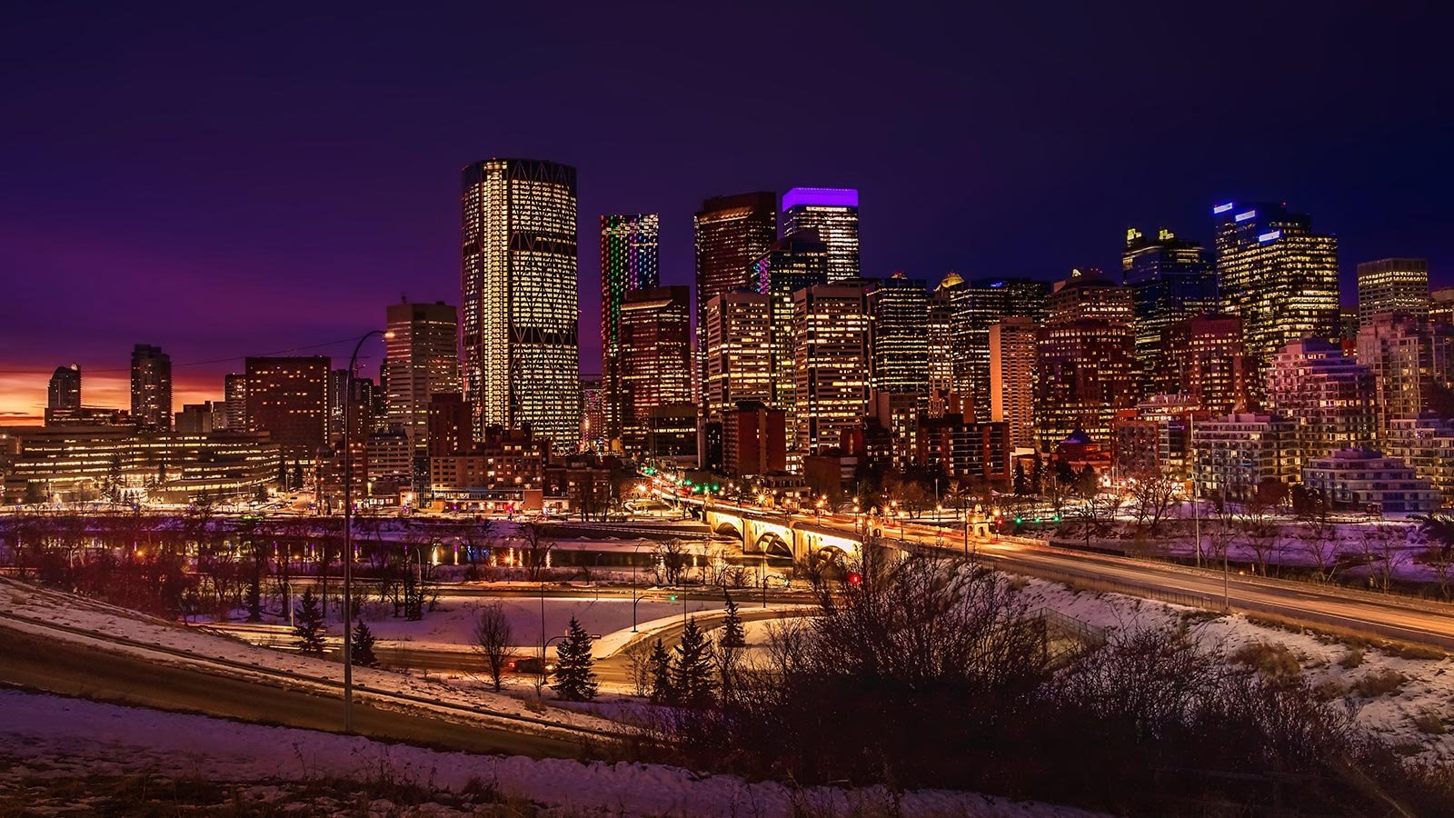 Calgary skyline in the night